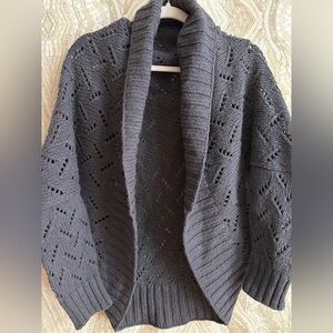 PERUVIAN CONNECTION womens M / L Wool Alpaca Pointelle Cocoon Cardigan SWEATER